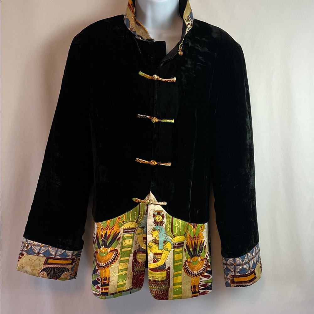 Fine silk brand size L velvet and silk jacket